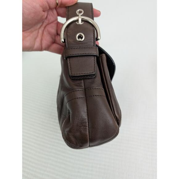 Vintage COACH Soho Leather Pocket Flap Y2K Chocolate Brown Shoulder Bag 3653 - Picture 5 of 16